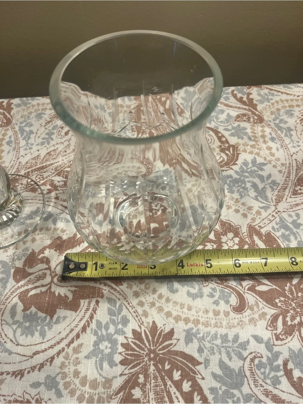 Vintage Block Crystal Hurricane Lamp